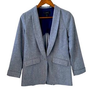 J Crew Linen Blend Button Front Blazer In Blue Size 2